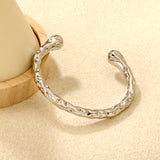 6mm wide, 60mm inner diameter hammered texture teardrop bracelet Steel color/gold color