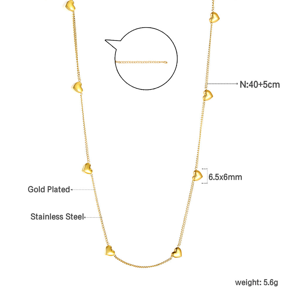 2024 New Year 8 Peach Heart Pendant Necklace 40+5cm asonjewelry