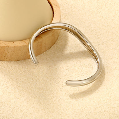 Width 7.5mm, inner diameter 59mm, bracelet, steel color/gold color asonjewelry