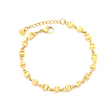 Width 5mm, thickness 5mm, special-shaped bead-link chain, 18+3cm+6mm round tail label, bracelet, steel color/golden