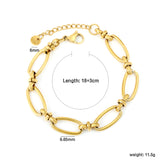 Width: 9.65mm, Thickness: 2mm, Length of Cross Chain: 18+3cm+6mm, Round Tail Design, Bracelet, Steel Color/Golden