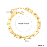 Width: 6.4mm, Thickness: 1.3mm, I-beam chain, 18+3cm+6mm round tail, brand name, bracelet, steel color/golden