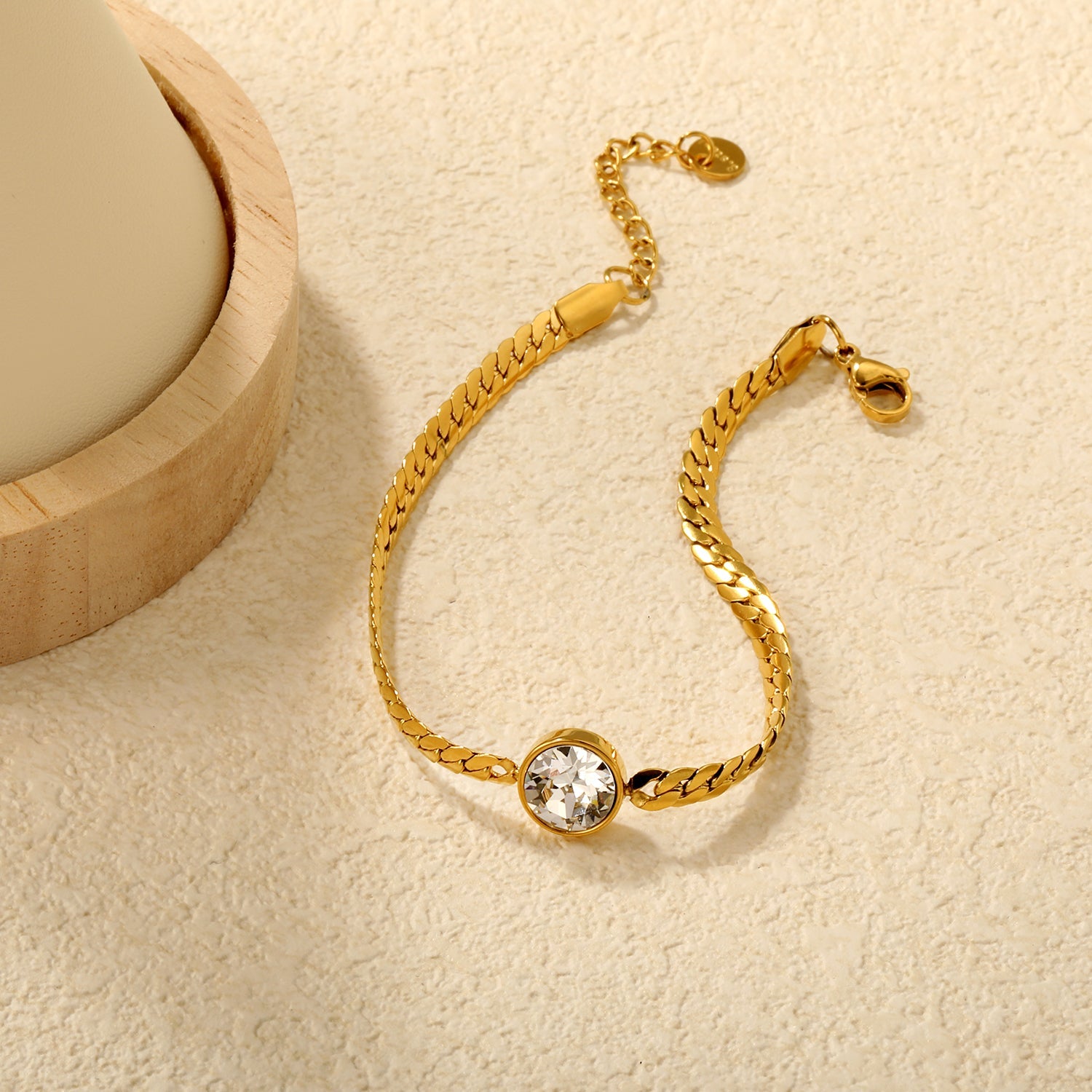 10mm Swarovski white diamonds, 4.2mm encrypted Cuban chain, 18+3cm+6mm round pendant, bracelet, gold asonjewelry