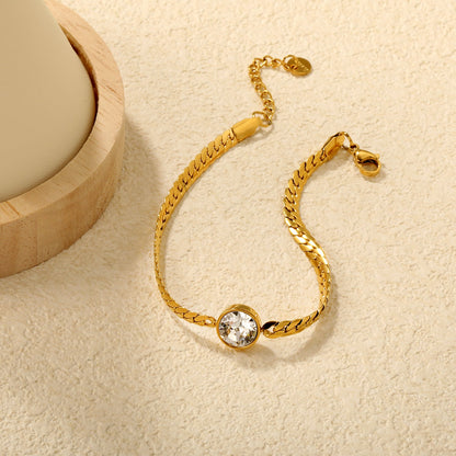 10mm Swarovski white diamonds, 4.2mm encrypted Cuban chain, 18+3cm+6mm round pendant, bracelet, gold asonjewelry