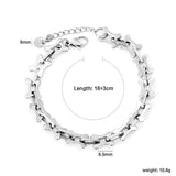 Width: 8.5mm, Thickness: 1.5mm, Length: O-shaped connection, imitation bone, 18+3cm+6mm round tail, brand name: Hand chain, steel color/Golden