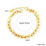 Width: 8.5mm, Thickness: 1.5mm, Length: O-shaped connection, imitation bone, 18+3cm+6mm round tail, brand name: Hand chain, steel color/Golden