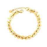 Width: 8.5mm, Thickness: 1.5mm, Length: O-shaped connection, imitation bone, 18+3cm+6mm round tail, brand name: Hand chain, steel color/Golden