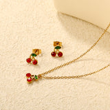 Cherry Set Gold Earrings: 8.5 x 8.5 mm Pendant: 8.5 x 8.5 mm 0.3 Cross Chain 40+5 cm + 6 mm Round Pendant