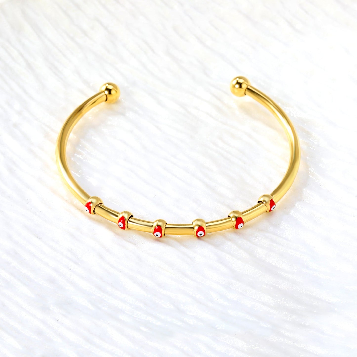 W3*ID59mm Red/Blue Oil Drip Eye Bracelet Steel/Golden asonjewelry