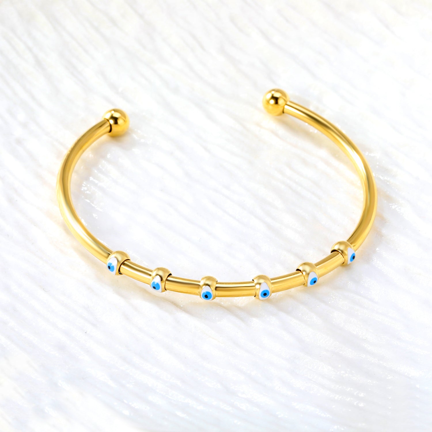 W3*ID59mm Red/Blue Oil Drip Eye Bracelet Steel/Golden asonjewelry