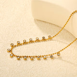 4mm 16 round bead chains with diamond accessories, 2.0 bead chain, 40+5cm + 6mm round tag necklace