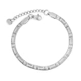 4.0-inch engraved Great Wall pattern knife blade chain 17+3cm+6mm round tail brand bracelet, steel color/golden