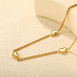 11x9mm shell heart-shaped accessory 40+5cm + 6mm round pendant necklace, gold