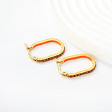 2.26 * 22mm oval-shaped geometric band with white/purple/blue/pink/orange diamonds, ear hooks, golden color