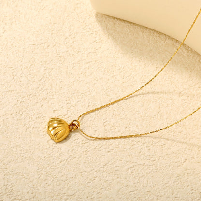 13x10mm shell pendant, 0.3 cross hammer round, 40+5cm + 6mm round tag, gold asonjewelry