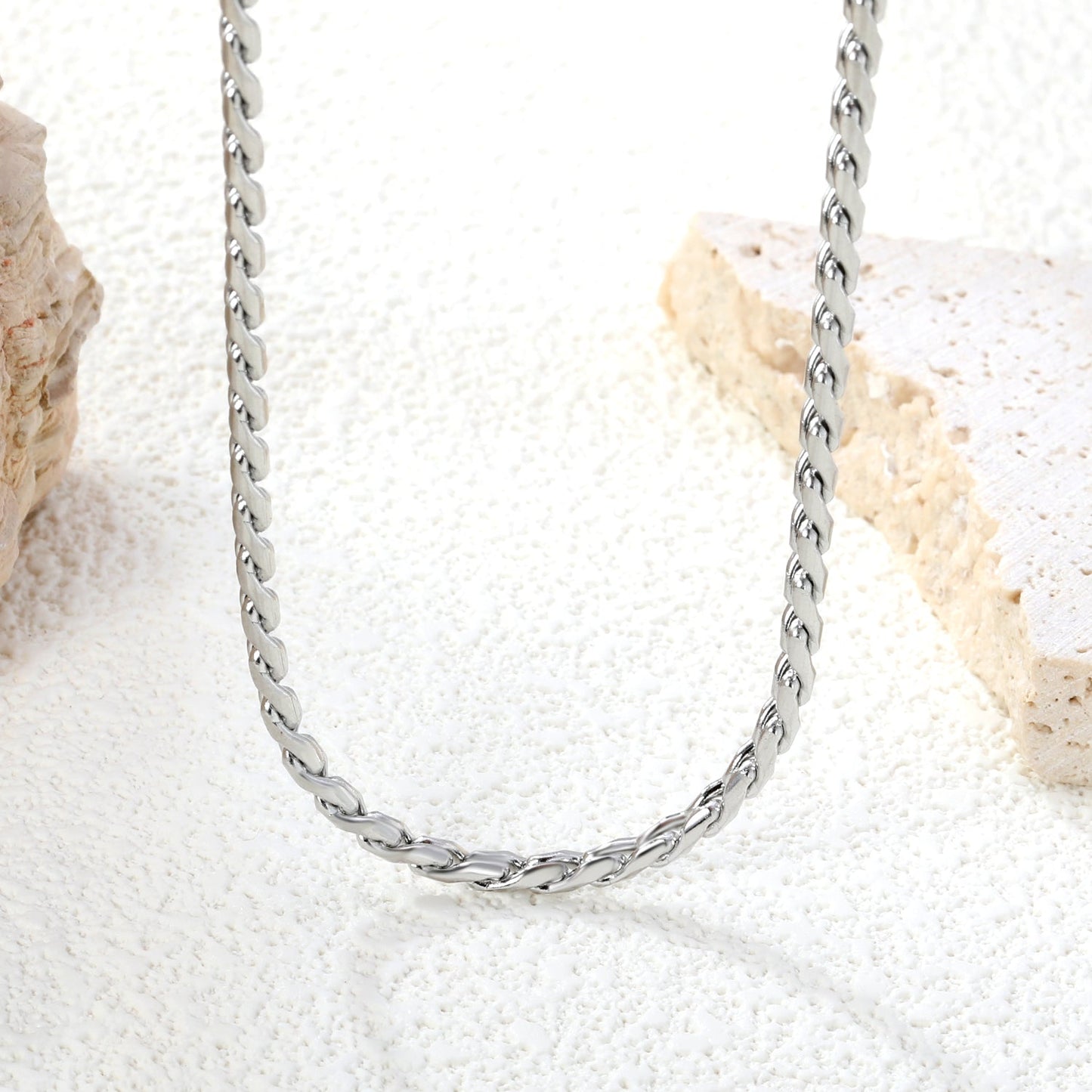 W2.8mm Round S Chain 40+5cm+6mm Round Tail Plate Necklace Steel/Golden asonjewelry