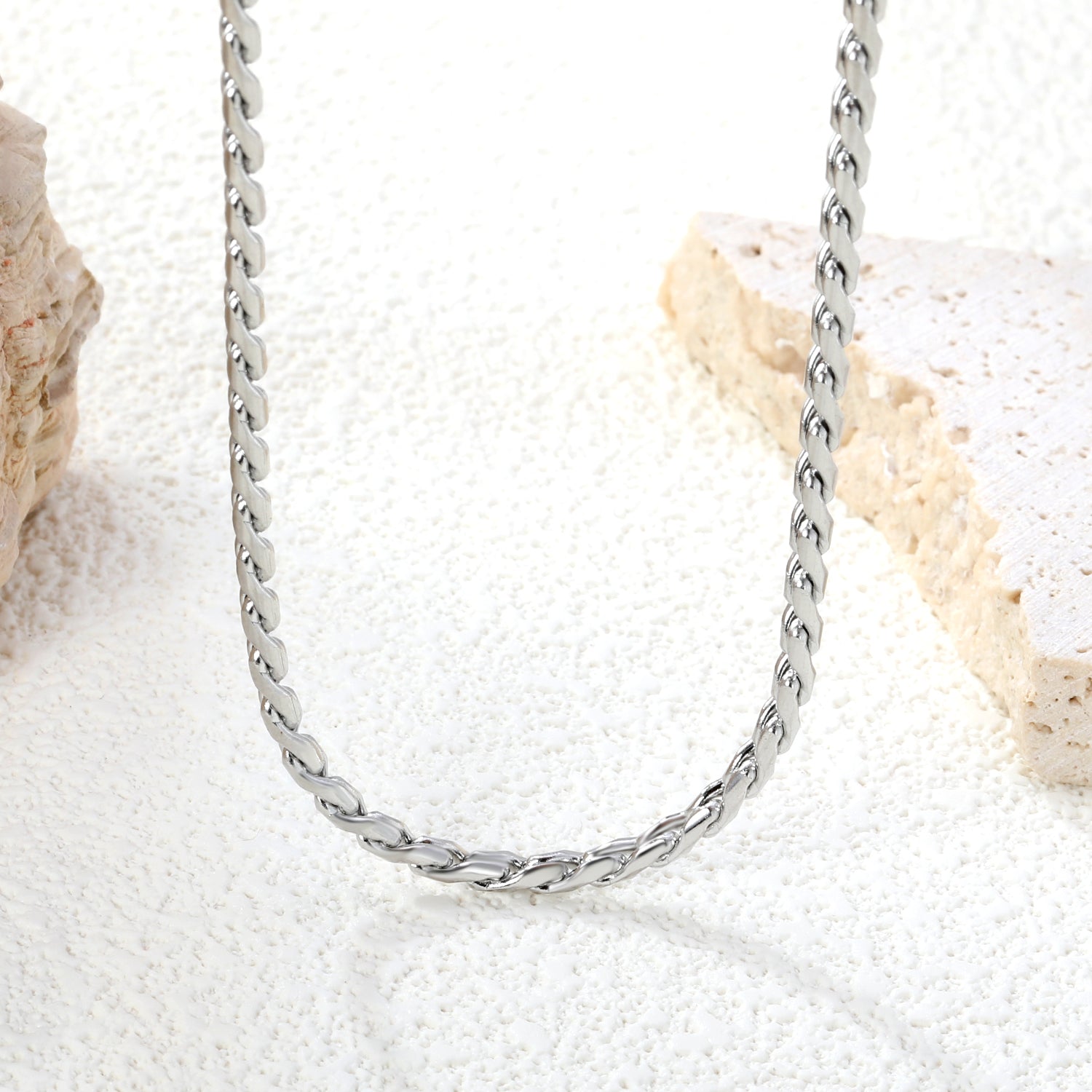 W2.8mm Round S Chain 40+5cm+6mm Round Tail Plate Necklace Steel/Golden asonjewelry