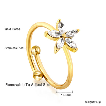 18K gold stainless steel inlaid zirconia ring fashionable hundred with jewelry asonjewelry