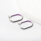 2.26 * 22mm oval-shaped geometric band with white/purple/blue/pink/orange diamonds, ear hooks, steel color