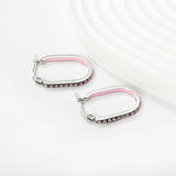 2.26 * 22mm oval-shaped geometric band with white/purple/blue/pink/orange diamonds, ear hooks, steel color