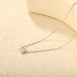7.7 x 6mm beveled rectangular CNC white zirconia pendant, 0.3mm cross chain 40+5cm + 6mm round pendant necklace, steel color/gold color