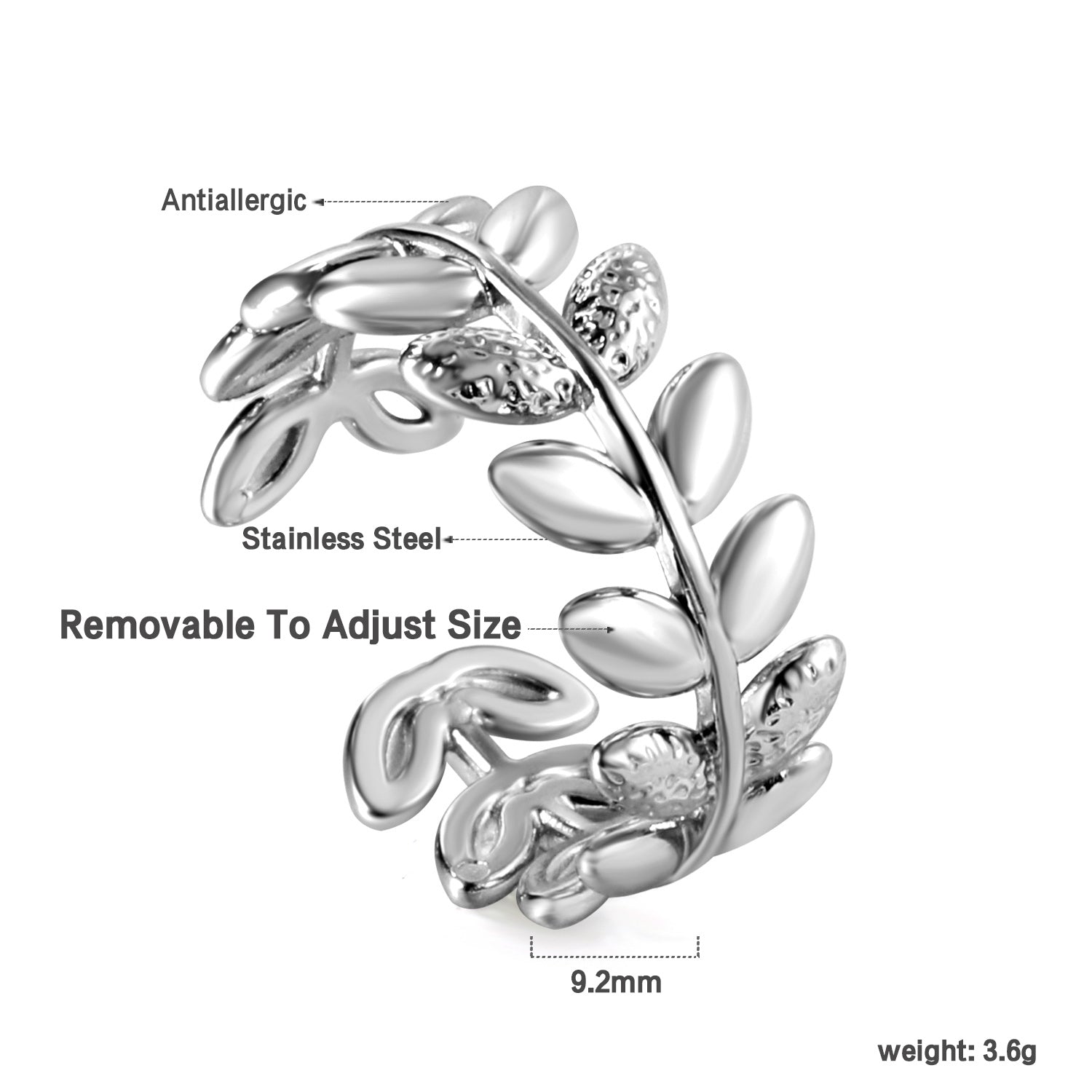 Open-end ring 8.8mm high Steel/gold color asonjewelry