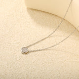 8.5mm beveled round CNC white zirconia pendant 0.3 cross chain 40+5cm+6mm round pendant necklace steel color/gold color