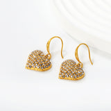 Ear hook + 16.64 * 16.3mm heart-shaped imitation Czech white diamond earrings, gold color