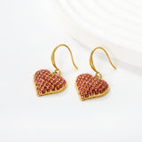 Ear hook + 16.64 * 16.3mm heart-shaped imitation Czech white diamond earrings, gold color