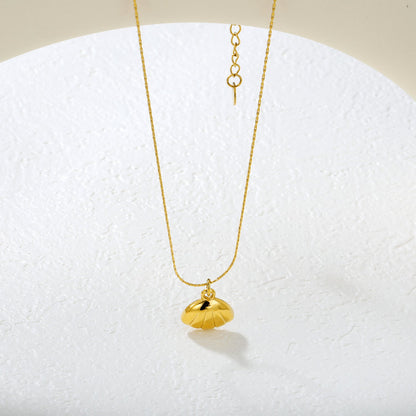 13x10mm shell pendant, 0.3 cross hammer round, 40+5cm + 6mm round tag, gold asonjewelry