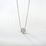 8.5mm beveled round CNC white zirconia pendant 0.3 cross chain 40+5cm+6mm round pendant necklace steel color/gold color