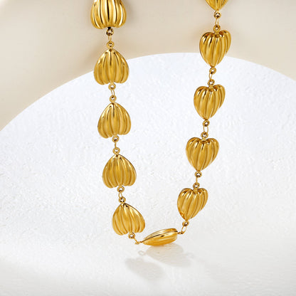 15x14mm 17 hollow heart-shaped 40+5cm+6mm round pendant, gold asonjewelry