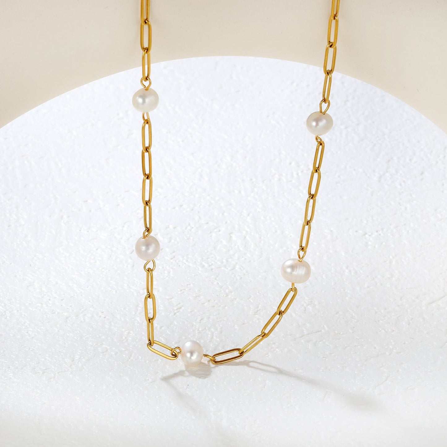 6x7mm 7 freshwater pearls 0.8x3x9 long flat cross 40+5cm + 6mm round pendant necklace, gold asonjewelry