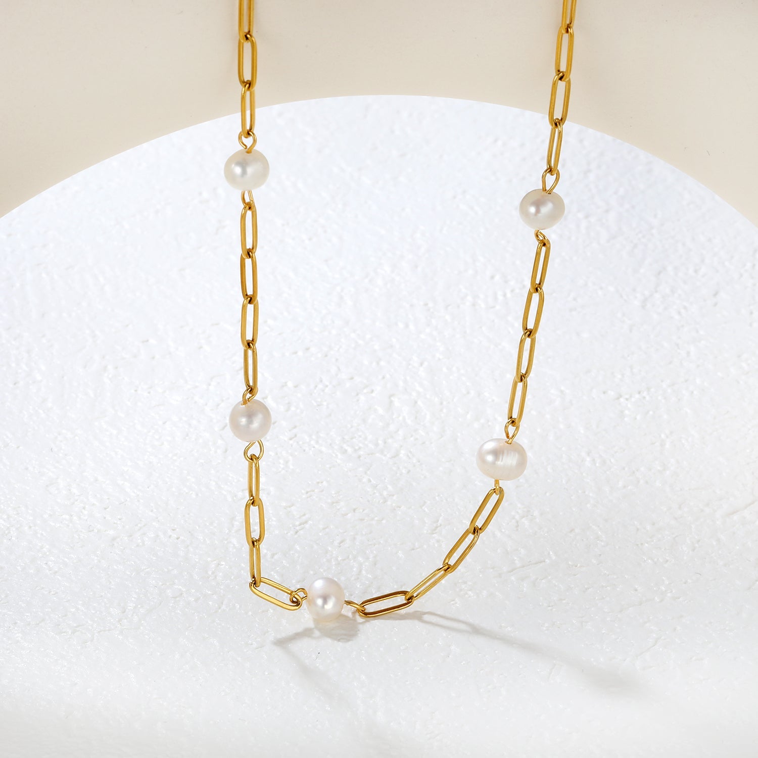 6x7mm 7 freshwater pearls 0.8x3x9 long flat cross 40+5cm + 6mm round pendant necklace, gold asonjewelry