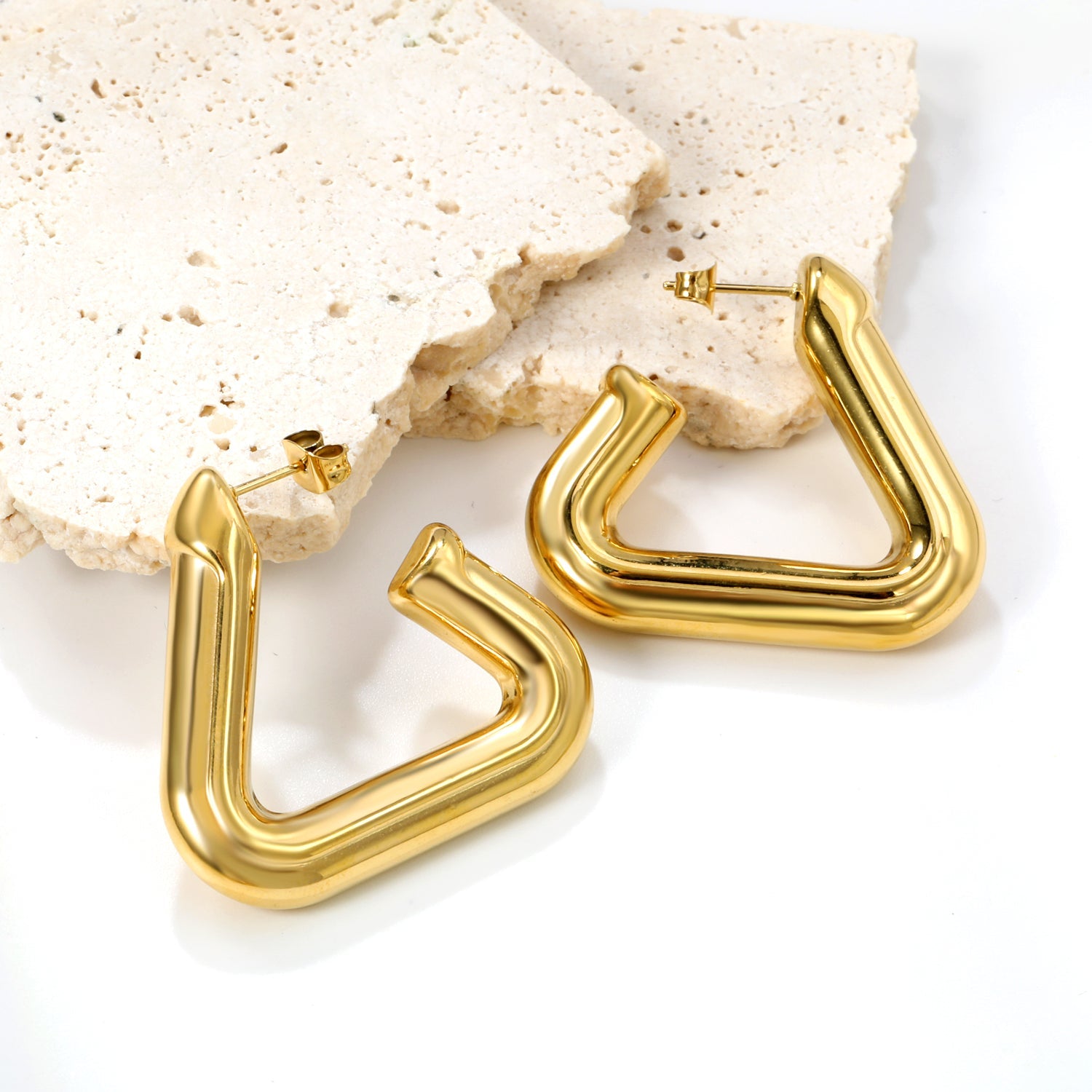 Hollow opening triangle color earrings 7*37.3*35mm asonjewelry