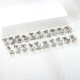10 Pairs Mixed Cut Diamond Stud Earrings Steel Color