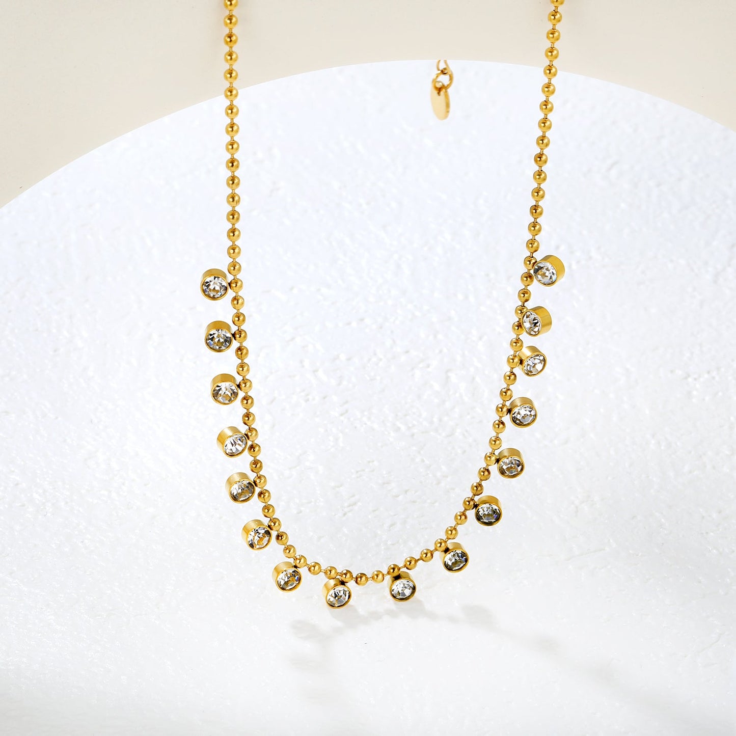 4mm 16 round bead chains with diamond accessories, 2.0 bead chain, 40+5cm + 6mm round tag necklace asonjewelry