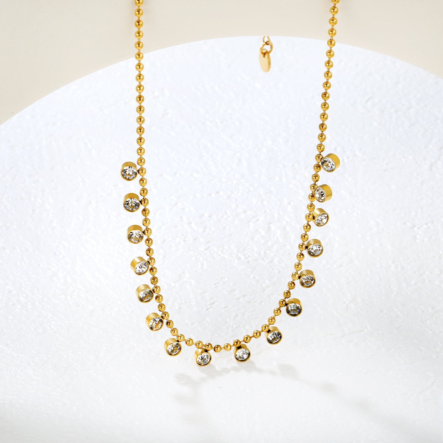 4mm 16 round bead chains with diamond accessories, 2.0 bead chain, 40+5cm + 6mm round tag necklace asonjewelry