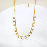 4mm 16 round bead chains with diamond accessories, 2.0 bead chain, 40+5cm + 6mm round tag necklace