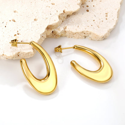 Hollow fat long U-shaped earloop 17*30mm gold color asonjewelry