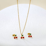 Cherry Set Gold Earrings: 8.5 x 8.5 mm Pendant: 8.5 x 8.5 mm 0.3 Cross Chain 40+5 cm + 6 mm Round Pendant