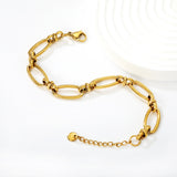 Width: 9.65mm, Thickness: 2mm, Length of Cross Chain: 18+3cm+6mm, Round Tail Design, Bracelet, Steel Color/Golden