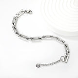 Width: 6.4mm, Thickness: 1.3mm, I-beam chain, 18+3cm+6mm round tail, brand name, bracelet, steel color/golden