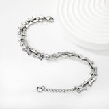 Width: 8.5mm, Thickness: 1.5mm, Length: O-shaped connection, imitation bone, 18+3cm+6mm round tail, brand name: Hand chain, steel color/Golden