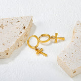 2.0x10mm Ear Hooks 10x15mm Dripping Cross Earrings, Gold
