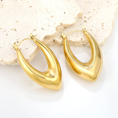 Hollow fat V-shaped earloop 22.2*33.4mm gold color asonjewelry