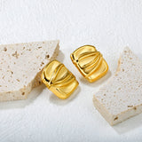 24*28mm Rectangular Button Earring, Gold