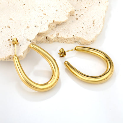 Hollow Golden U-shaped Earring 25.2*30mm asonjewelry
