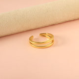 Simple popular lines double vein ring open finger ring