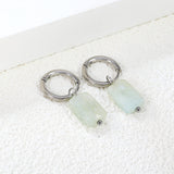 2*10mm circle + 8.4*12.3mm rectangle rhombus white natural stone earrings steel/golden color
